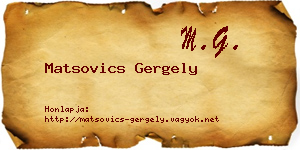 Matsovics Gergely névjegykártya